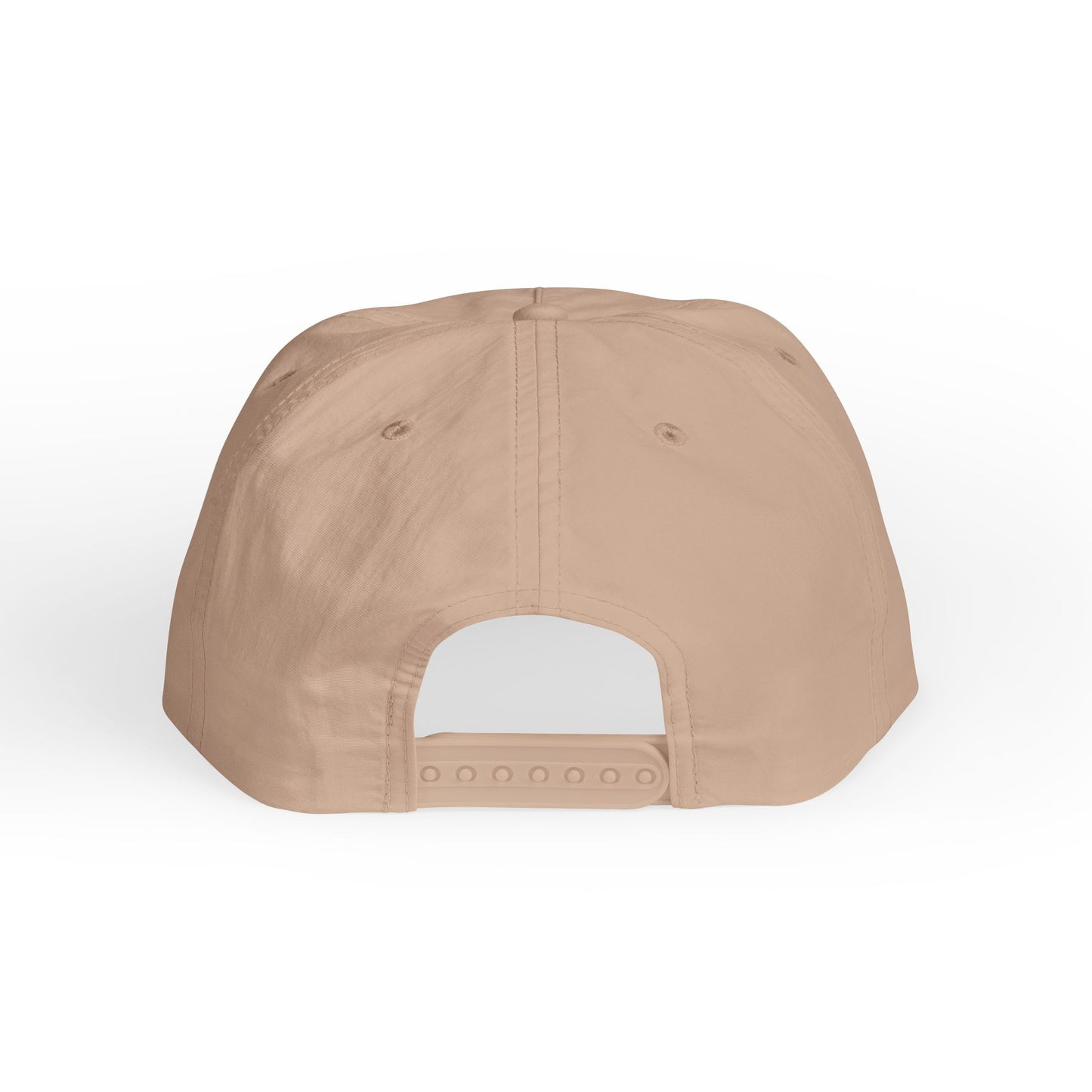 back view of taupe surf cap with snapback