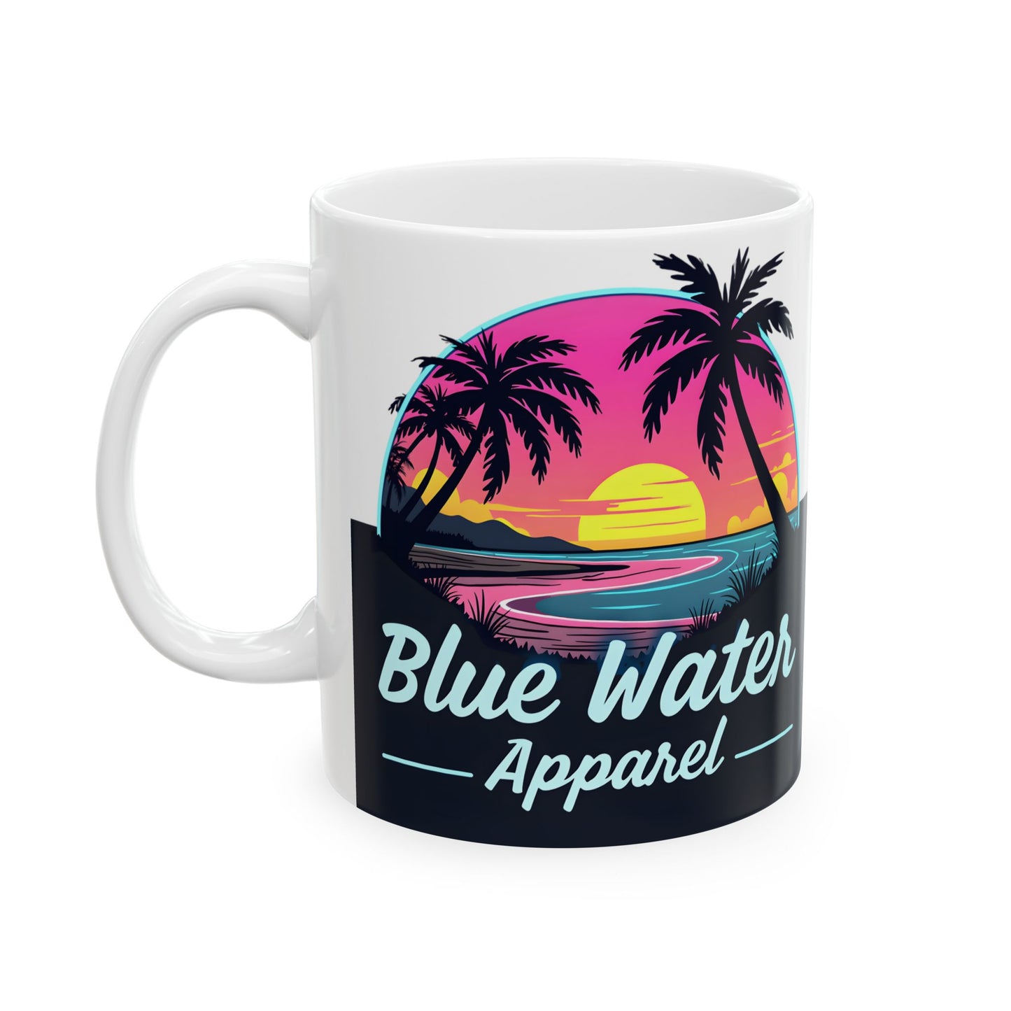 Retro Graphic Ceramic Mug - Neon Sunset by Blue Water Apparel