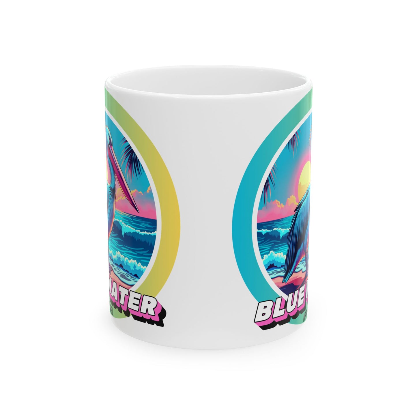 Retro Graphic Ceramic Mug - Retro Pelican by Blue Water Apparel
