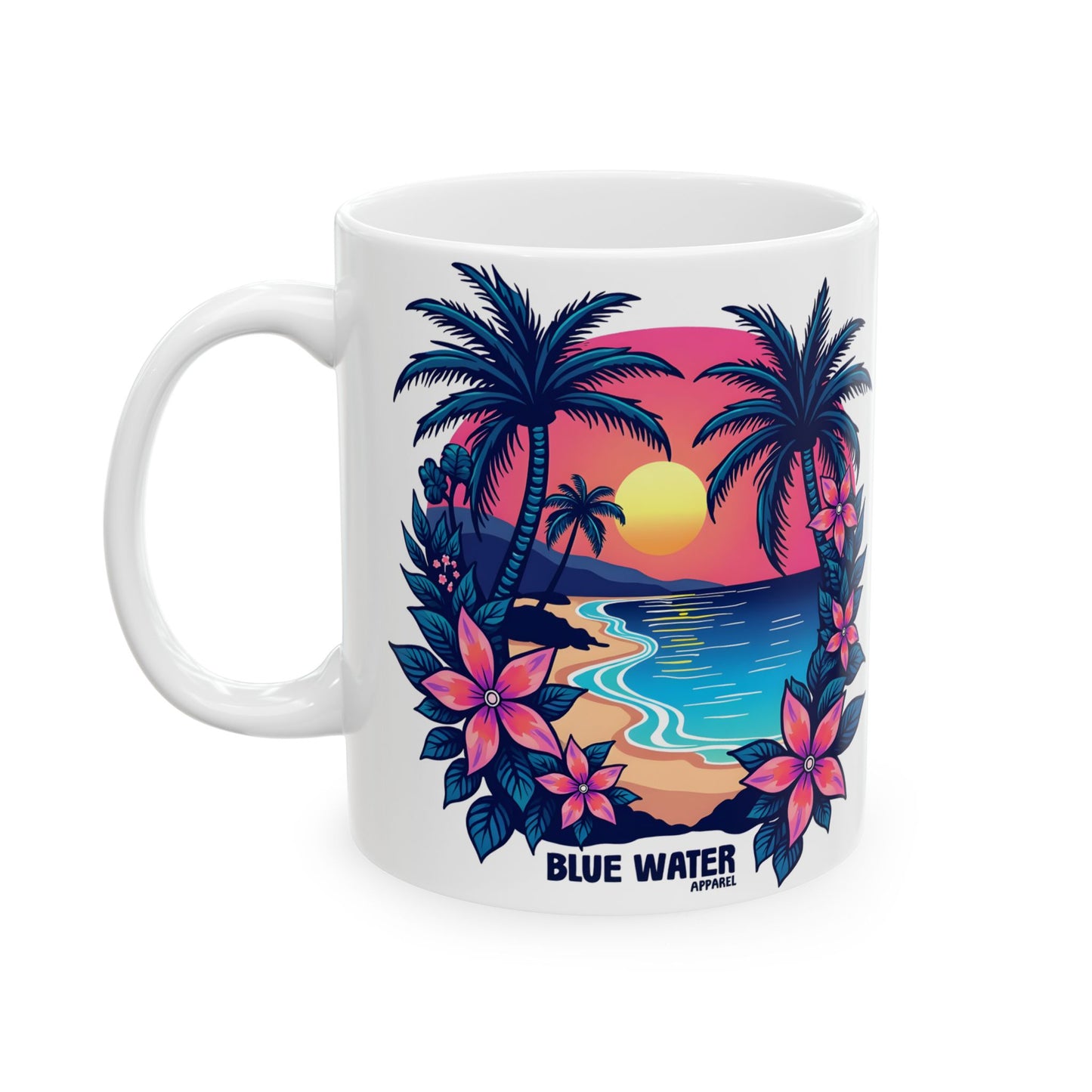 Retro Graphic Ceramic Mug - Tropical Sunset by Blue Water Apparel