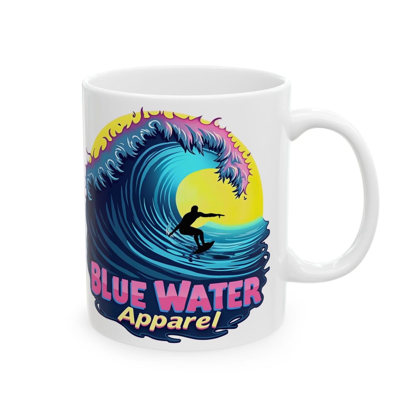 Retro Graphic Ceramic Mug - Neon Surfer by Blue Water Apparel