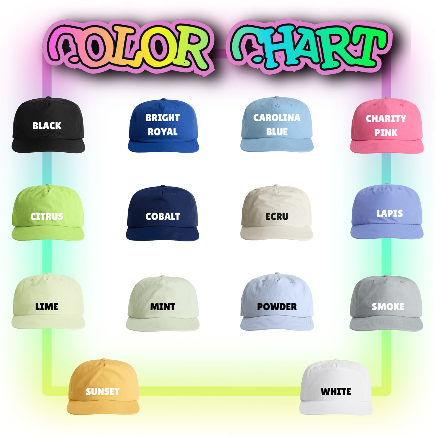 Neon Sunset Surf Cap, Unisex, 14 Colors To Choose From, Exclusive Design by Blue Water Apparel