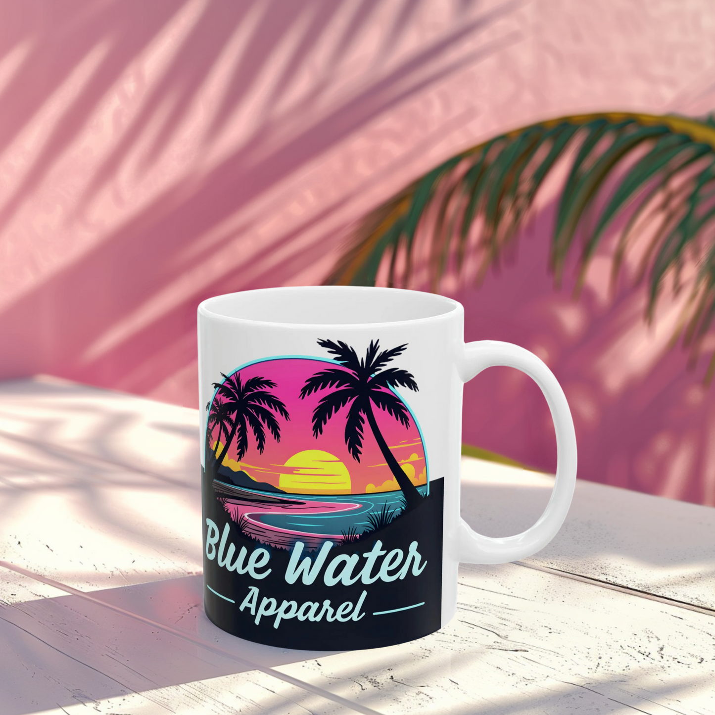 Retro Graphic Ceramic Mug - Neon Sunset by Blue Water Apparel