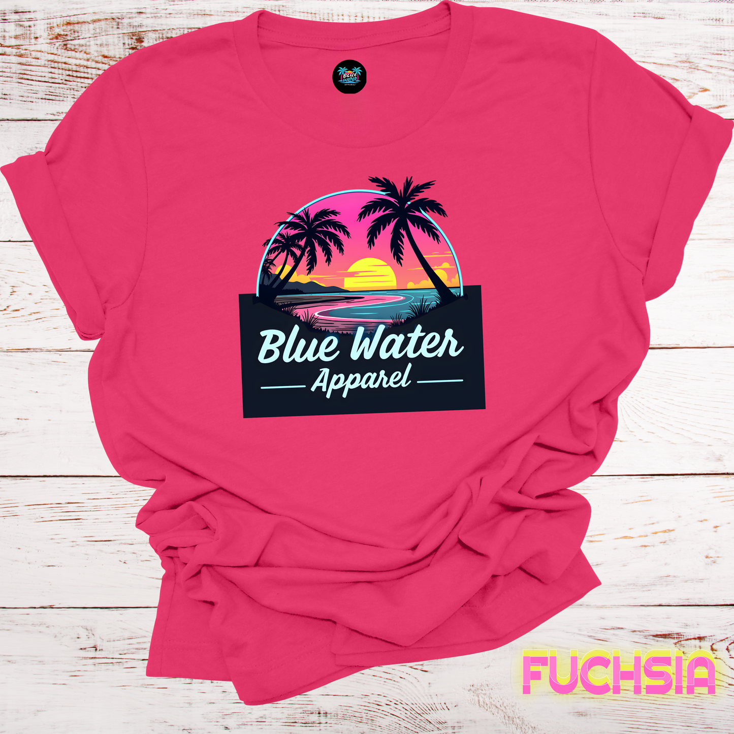 Neon Sunset Unisex Soft Tee by Blue Water Apparel, Front Placement of Graphic, 13 Colors