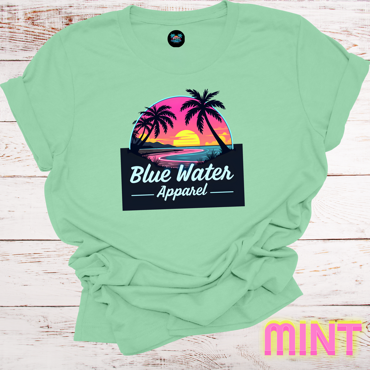 Neon Sunset Unisex Soft Tee by Blue Water Apparel, Front Placement of Graphic, 13 Colors