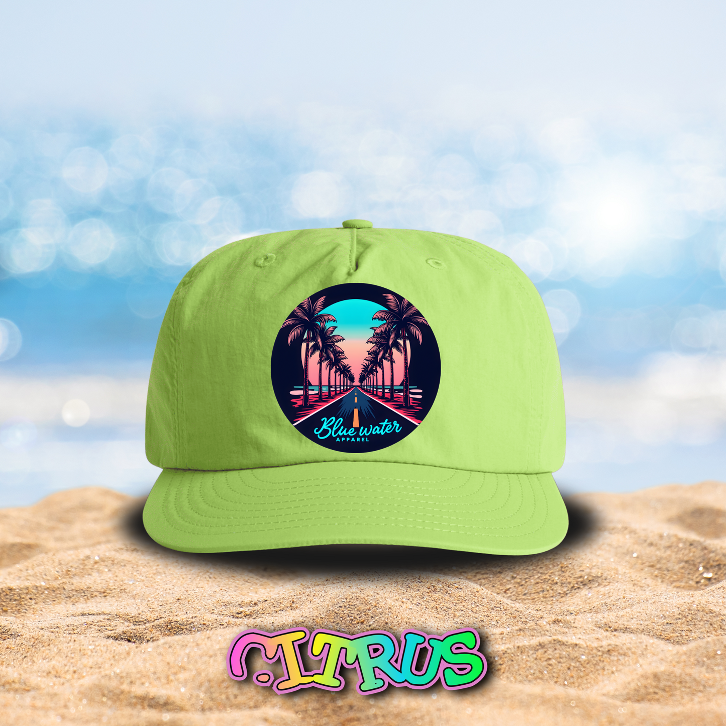 Palm Tree Road Surf Cap Designed by Blue Water Apparel