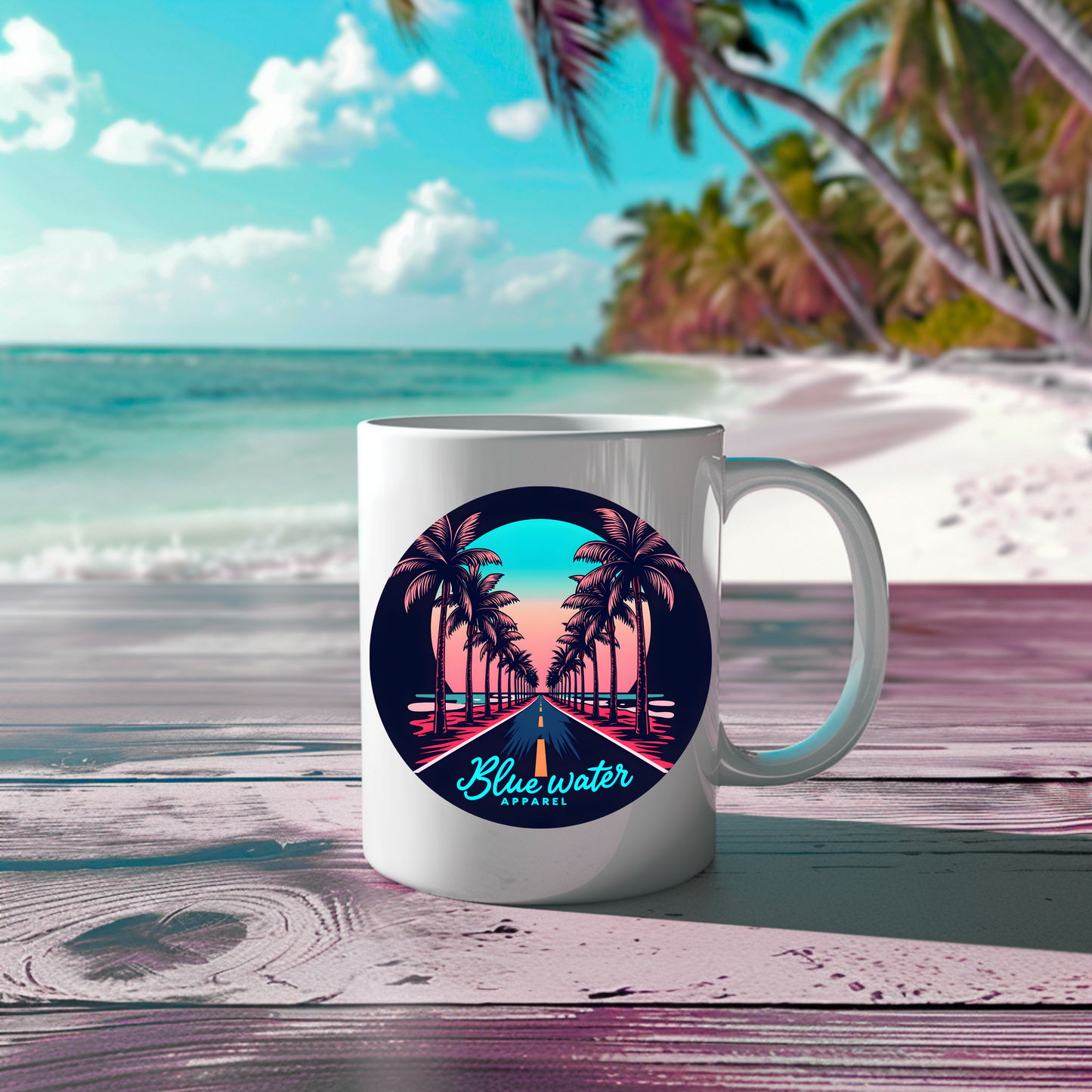 Palm Tree Road 11oz. Ceramic Mug by Blue Water Apparel