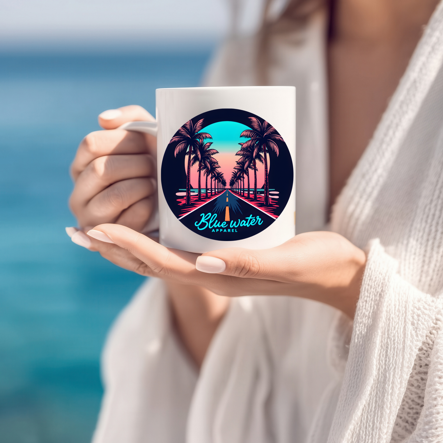 Palm Tree Road 11oz. Ceramic Mug by Blue Water Apparel
