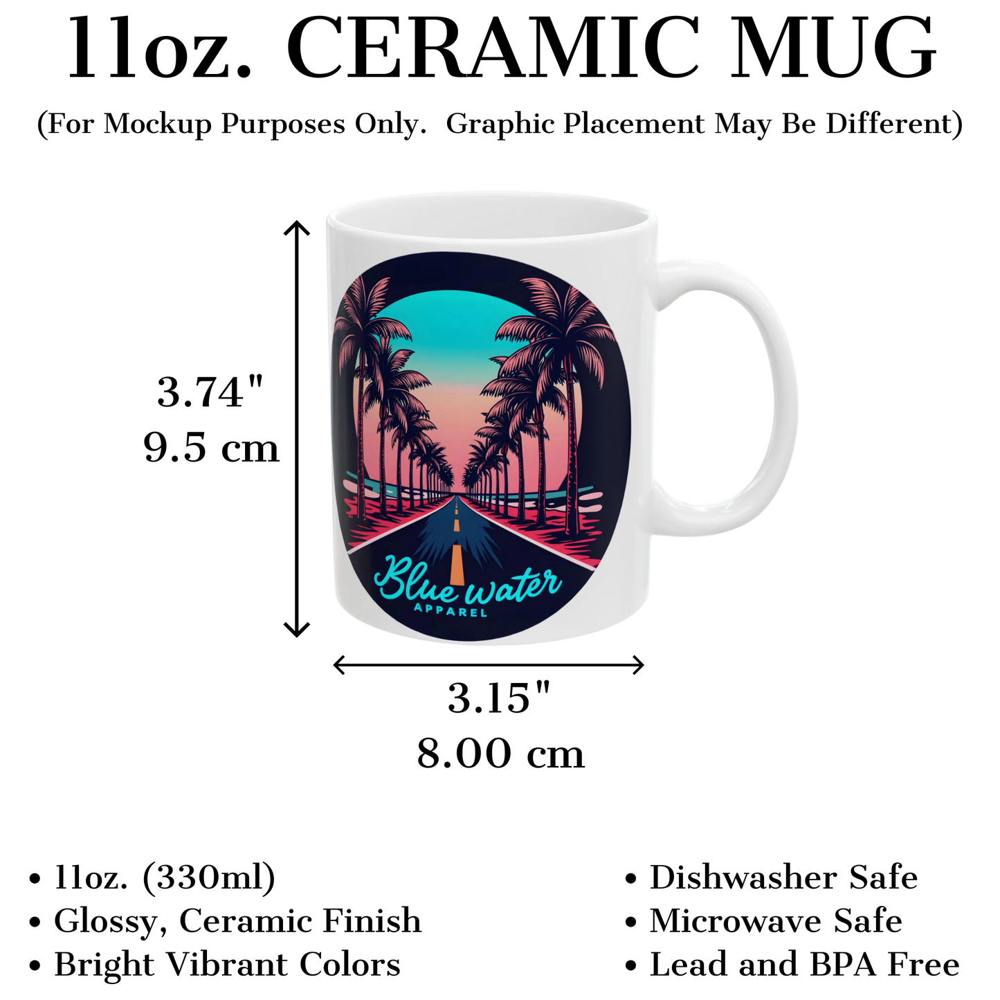 Palm Tree Road 11oz. Ceramic Mug by Blue Water Apparel