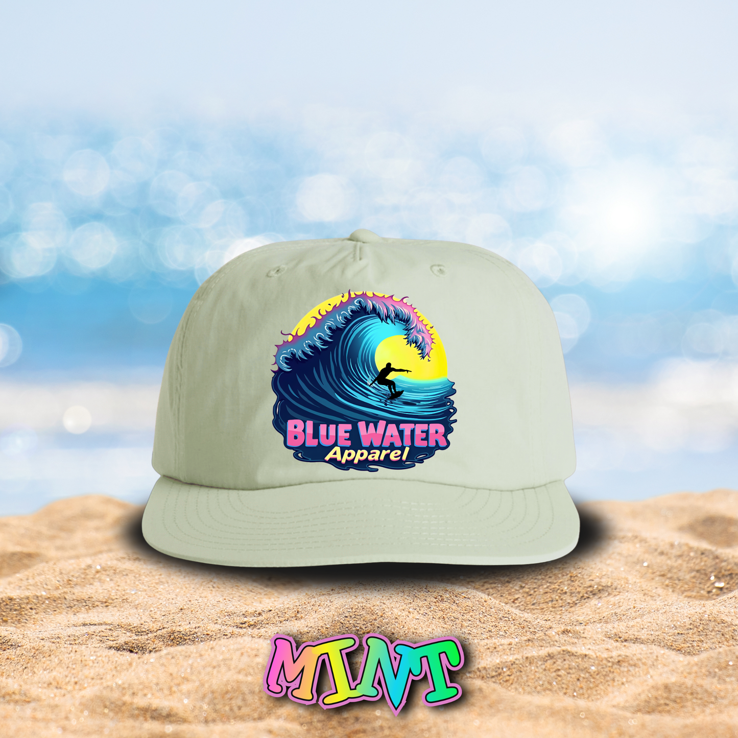 Retro Graphic Surf Cap - Neon Surfer by Blue Water Apparel