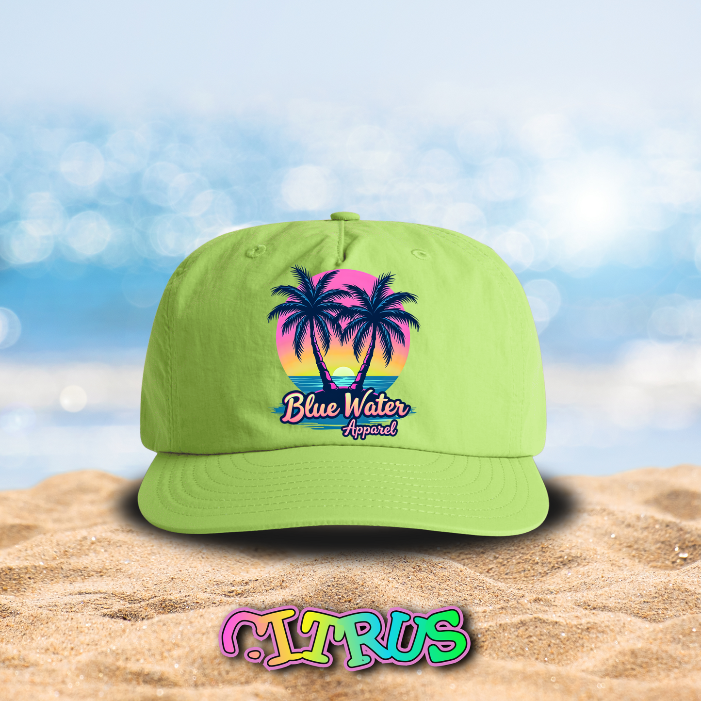 Retro Graphic Surf Cap - Neon Tropics by Blue Water Apparel