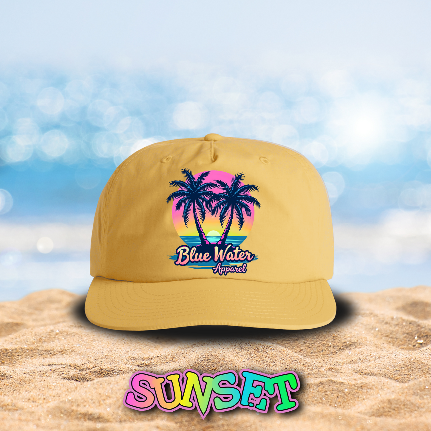 Retro Graphic Surf Cap - Neon Tropics by Blue Water Apparel