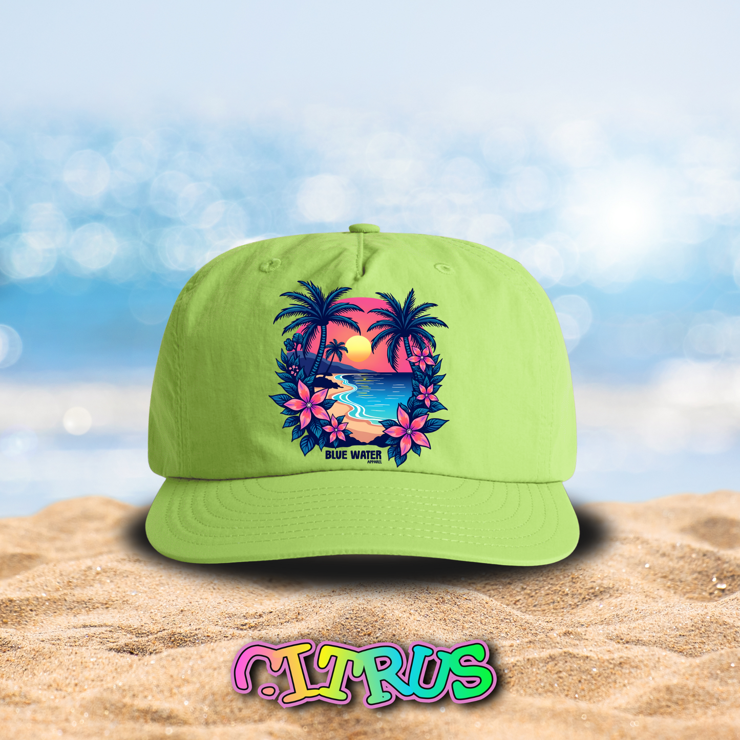 Retro Graphic Surf Cap - Tropical Sunset by Blue Water Apparel