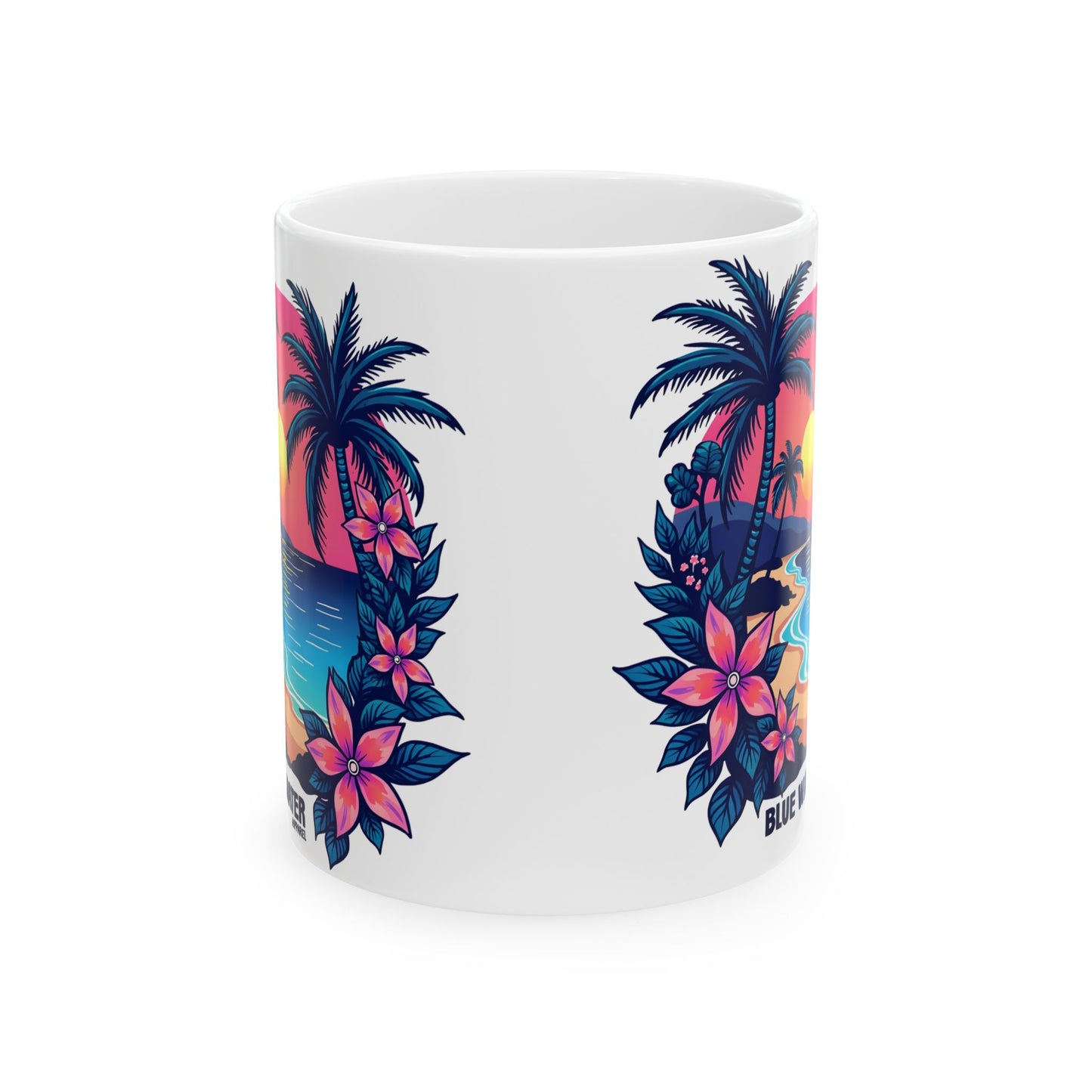 Retro Graphic Ceramic Mug - Tropical Sunset by Blue Water Apparel