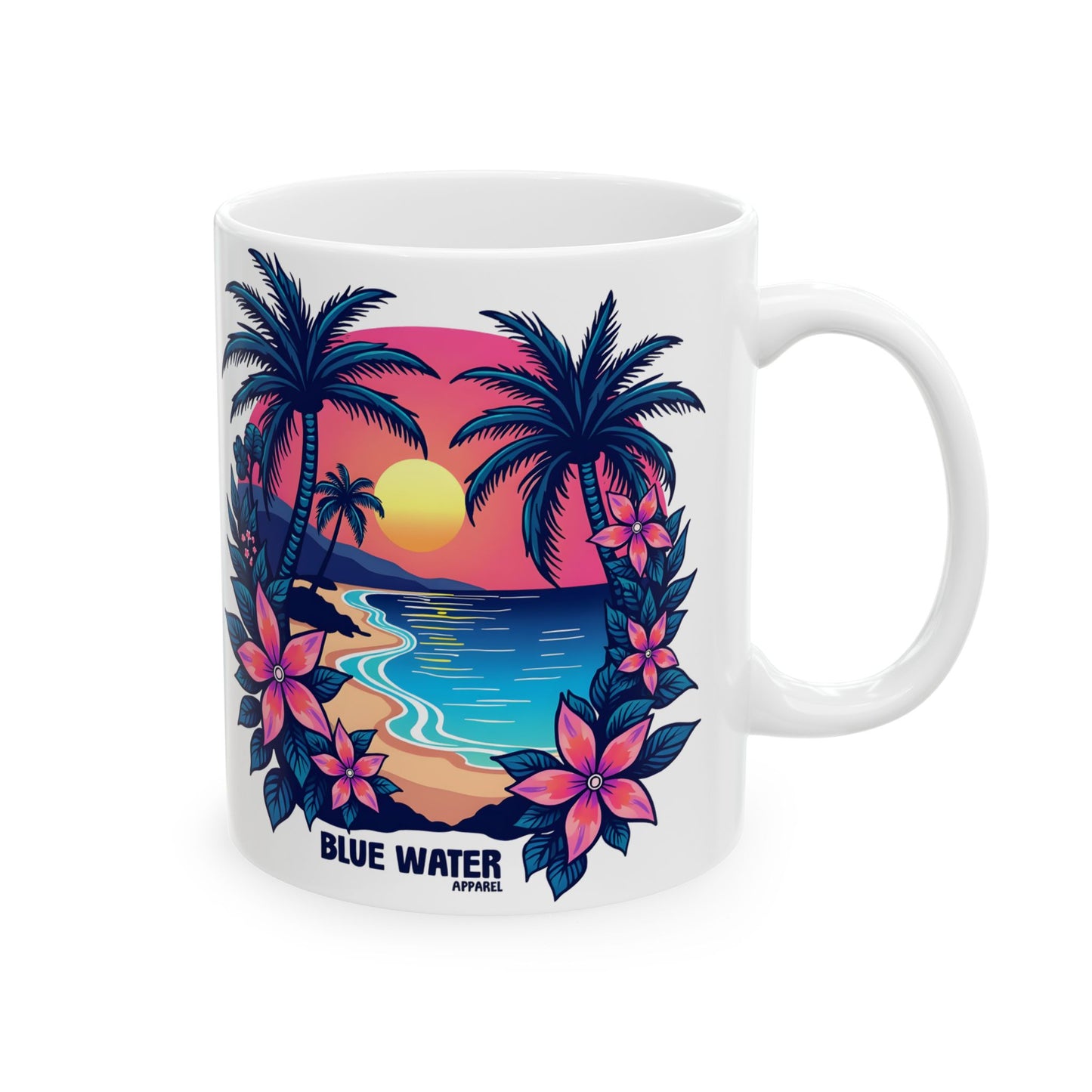 Retro Graphic Ceramic Mug - Tropical Sunset by Blue Water Apparel