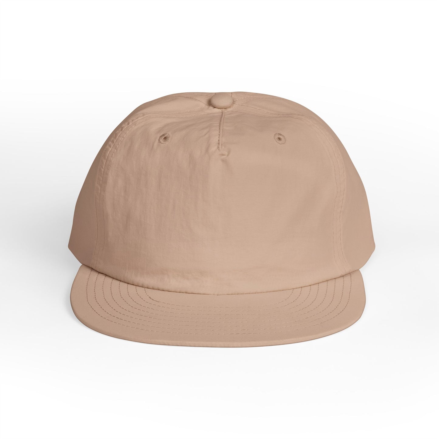front view of taupe colored surf cap