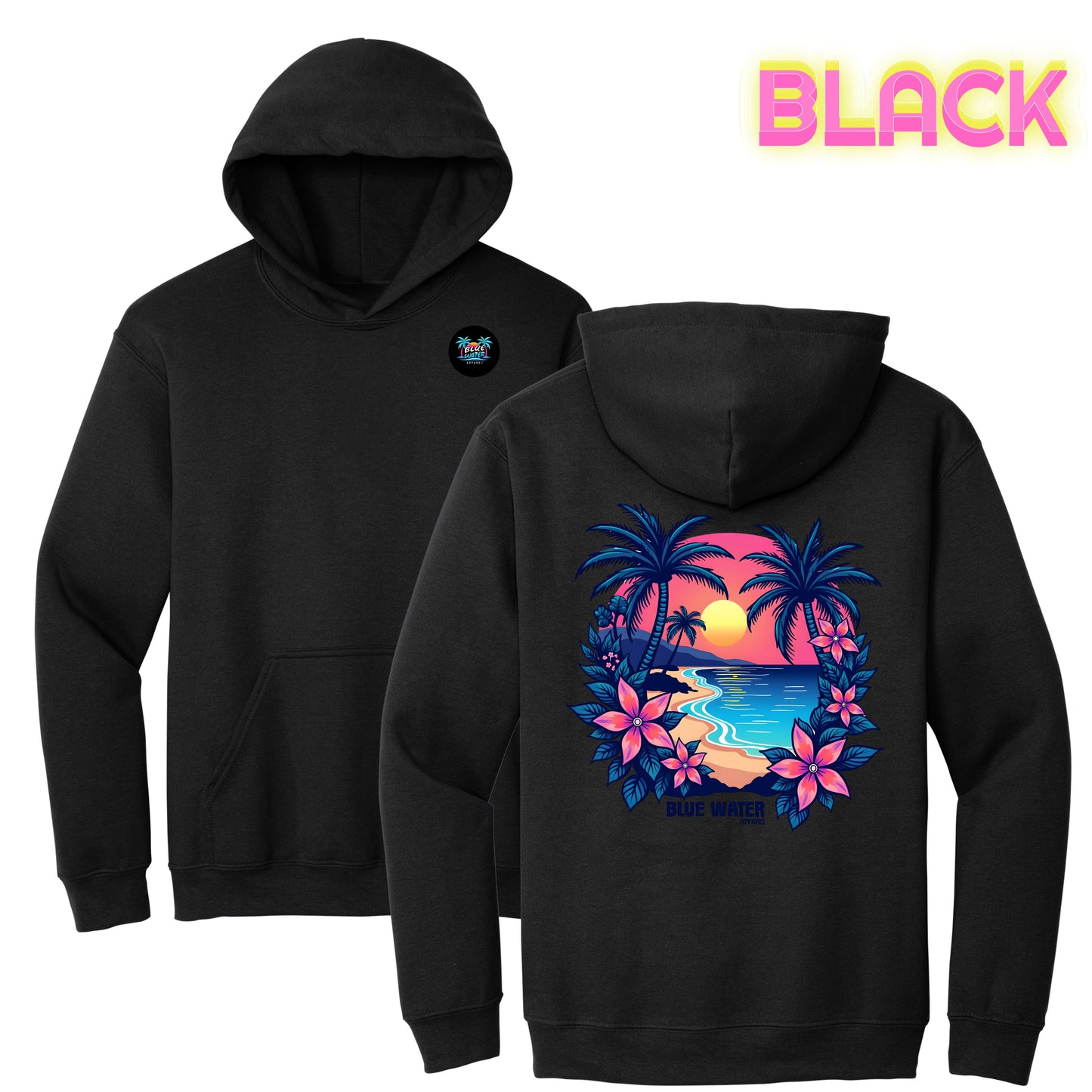 Retro Graphic Hoodie - Tropical Sunset by Blue Water Apparel
