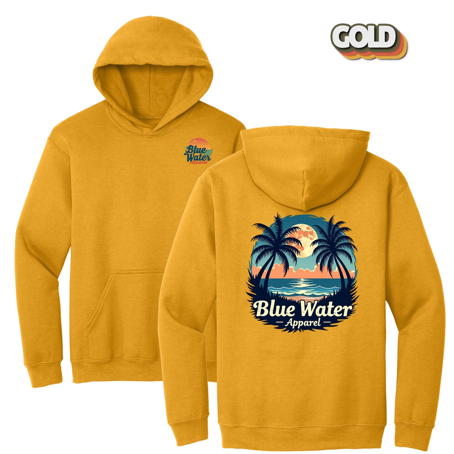 Vintage Graphic Hoodie - Tropical Moon by Blue Water Apparel