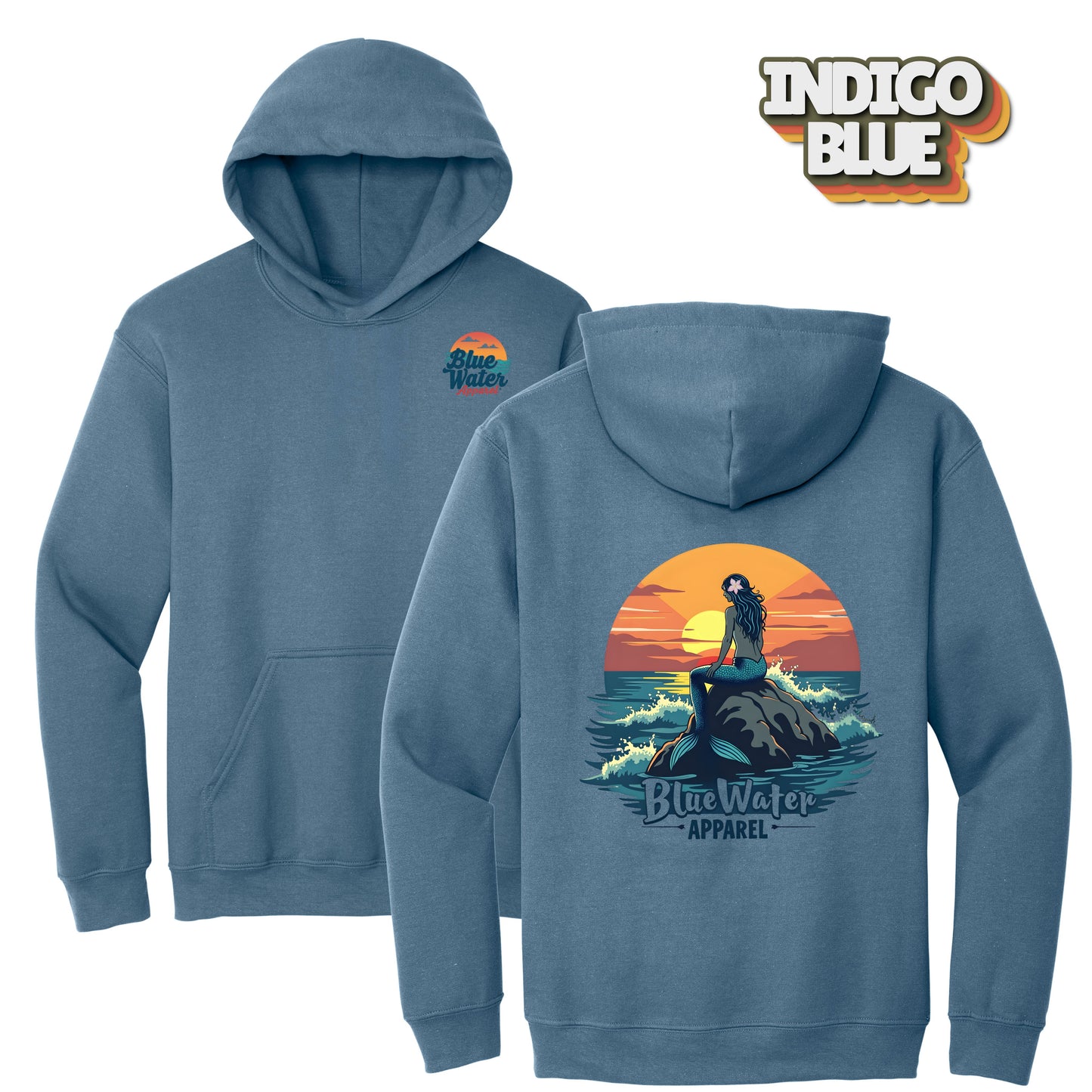 Vintage Graphic Hoodie - Mermaid Sunset by Blue Water Apparel