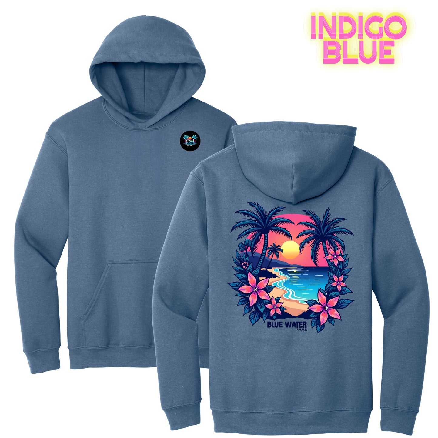 Retro Graphic Hoodie - Tropical Sunset by Blue Water Apparel