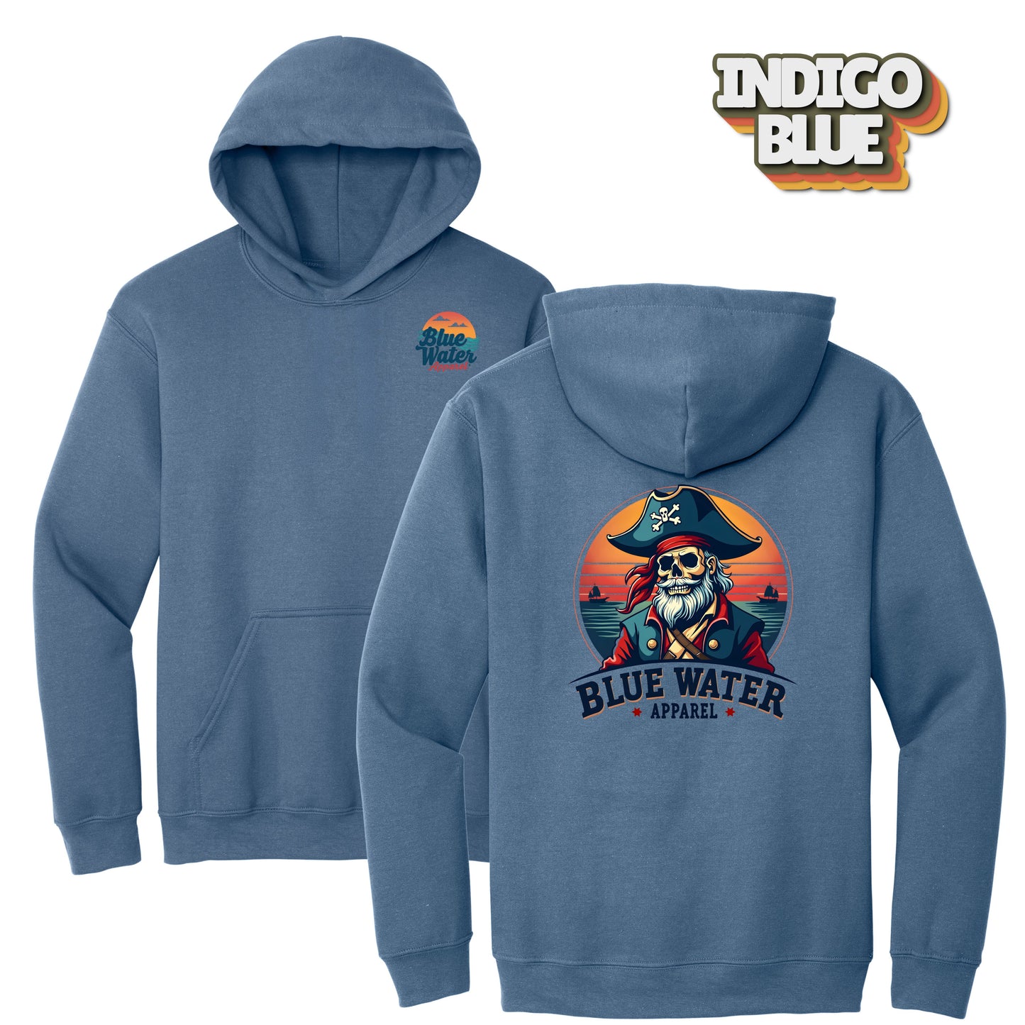 Vintage Graphic Hoodie - Vintage Pirate by Blue Water Apparel