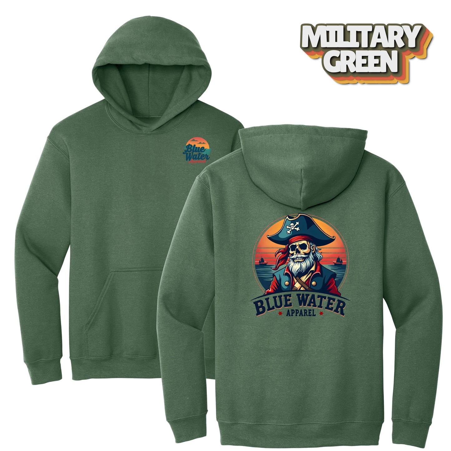 Vintage Graphic Hoodie - Vintage Pirate by Blue Water Apparel