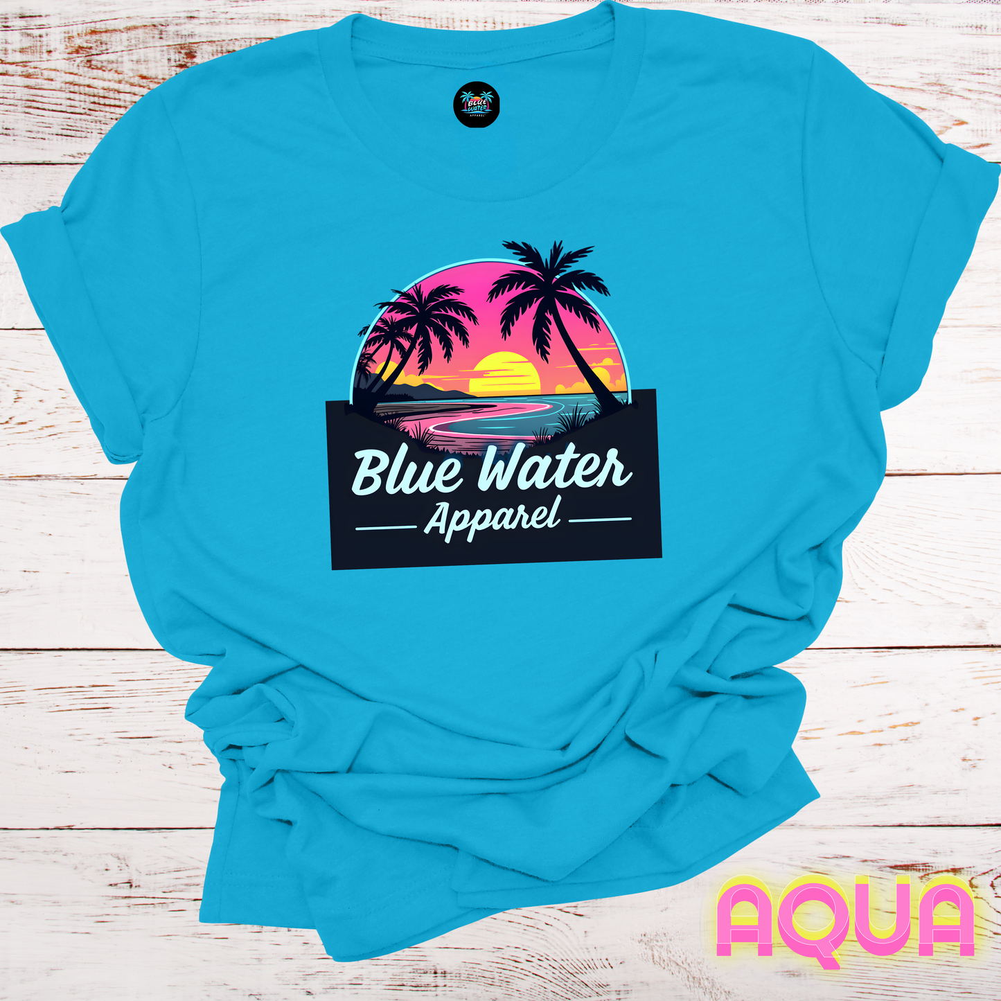 Neon Sunset Unisex Soft Tee by Blue Water Apparel, Front Placement of Graphic, 13 Colors