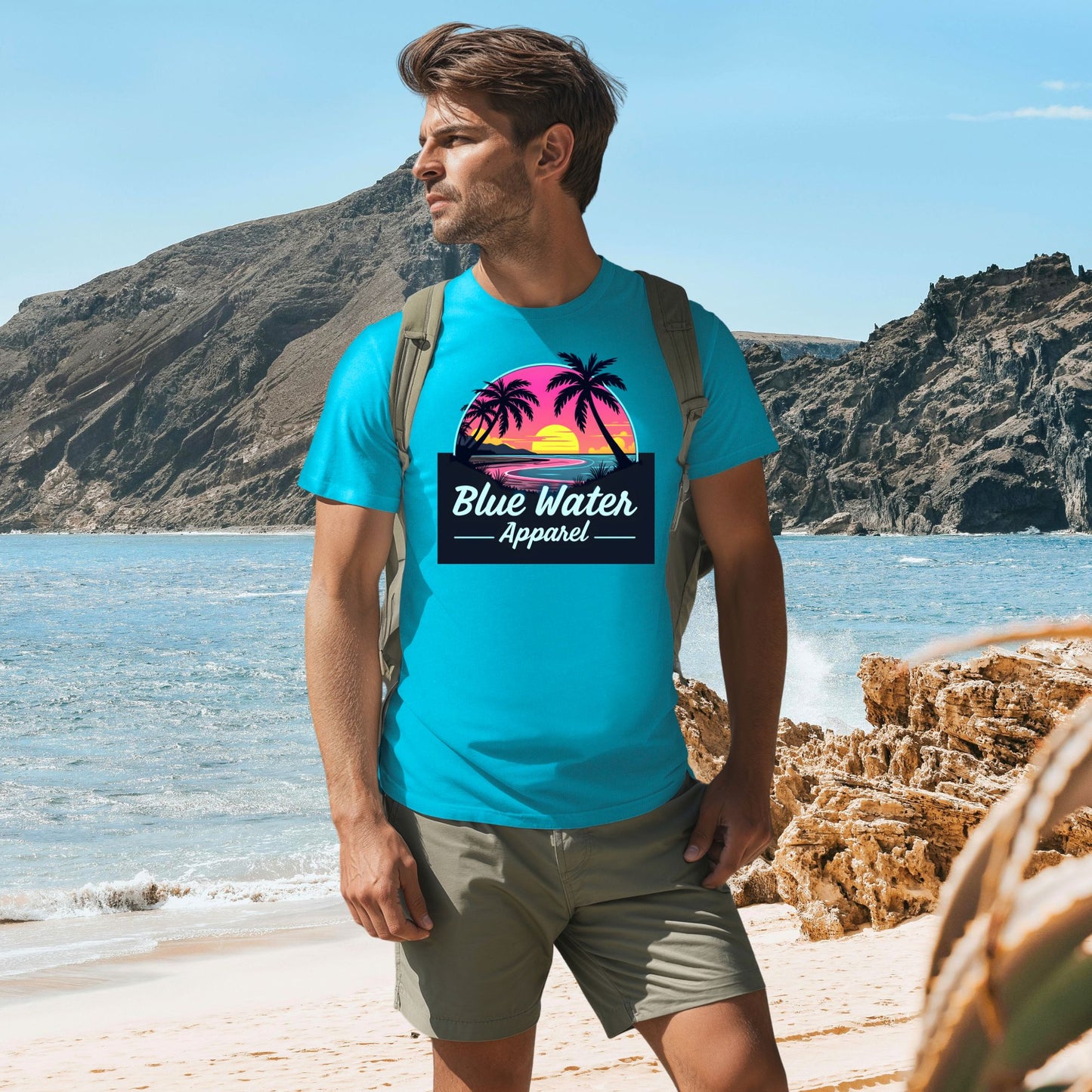 Retro Graphic Tee - Neon Sunset by Blue Water Apparel