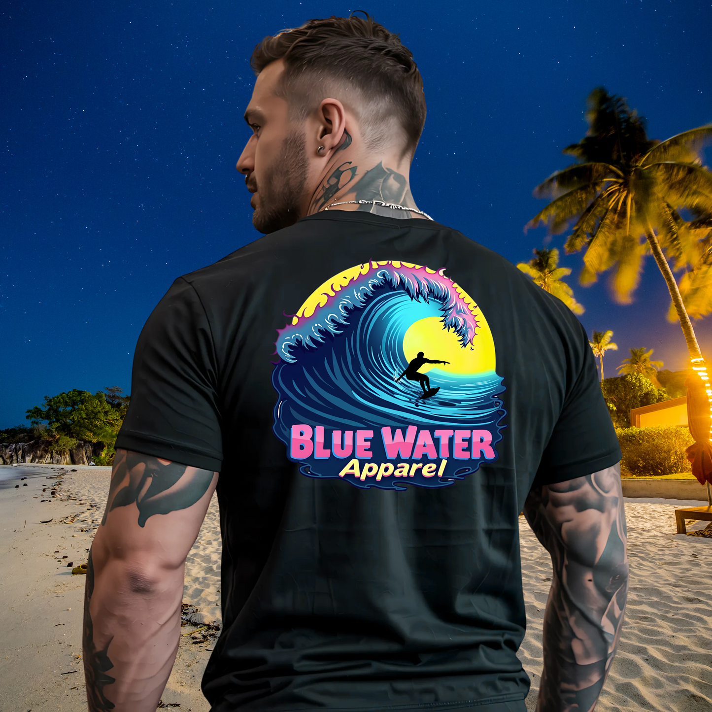 Retro Graphic Tee - Neon Surfer by Blue Water Apparel