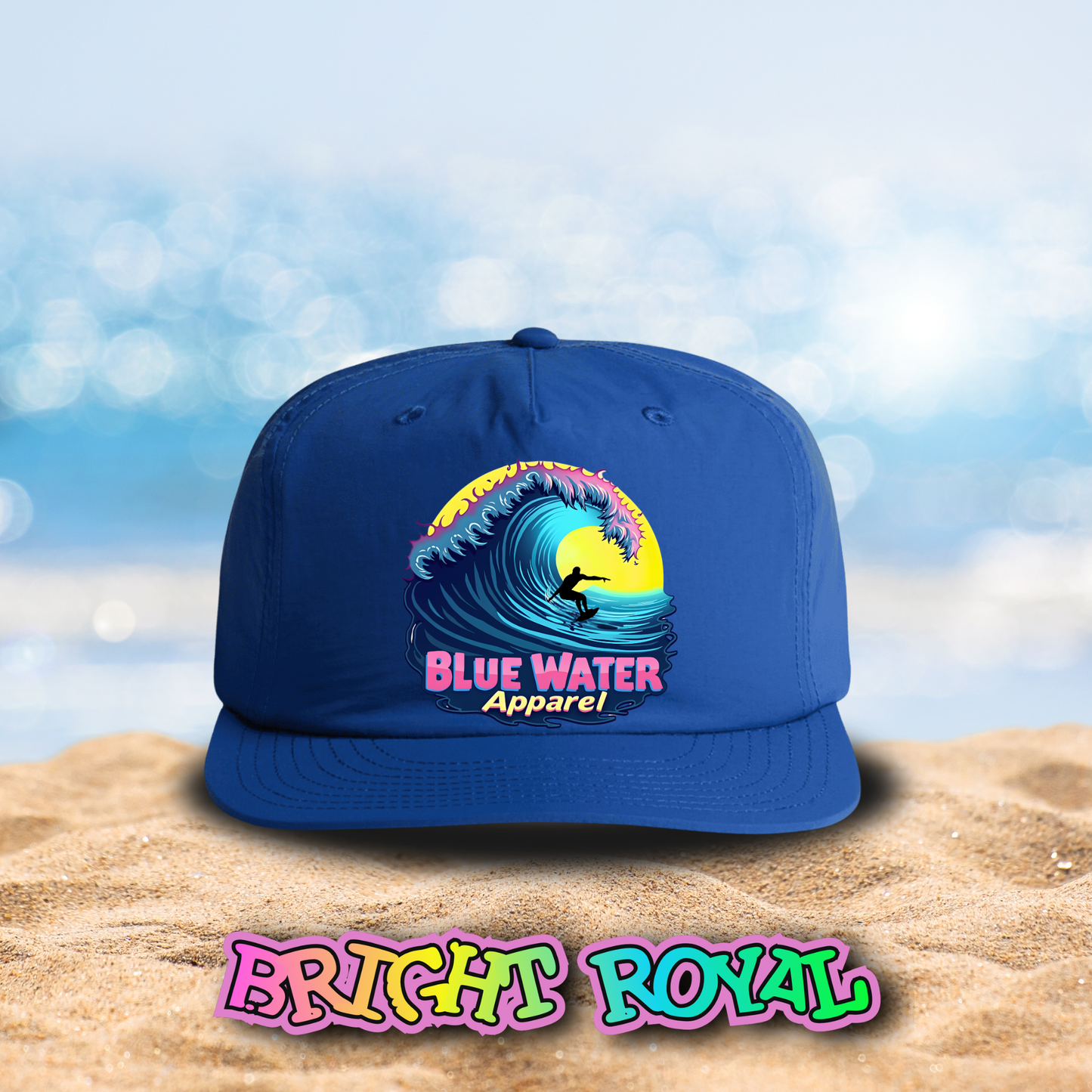 Retro Graphic Surf Cap - Neon Surfer by Blue Water Apparel