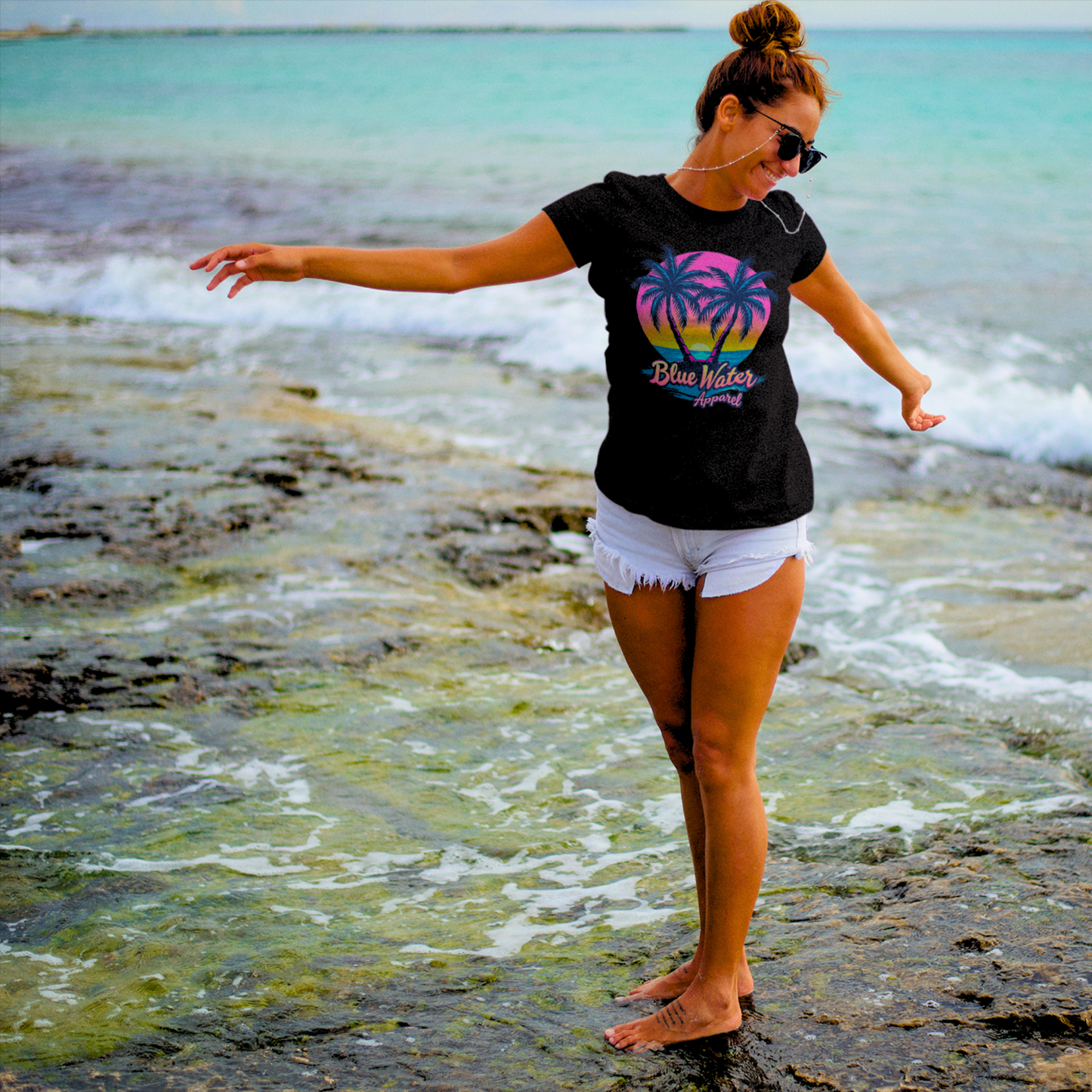 Retro Graphic Tee - Neon Tropics by Blue Water Apparel