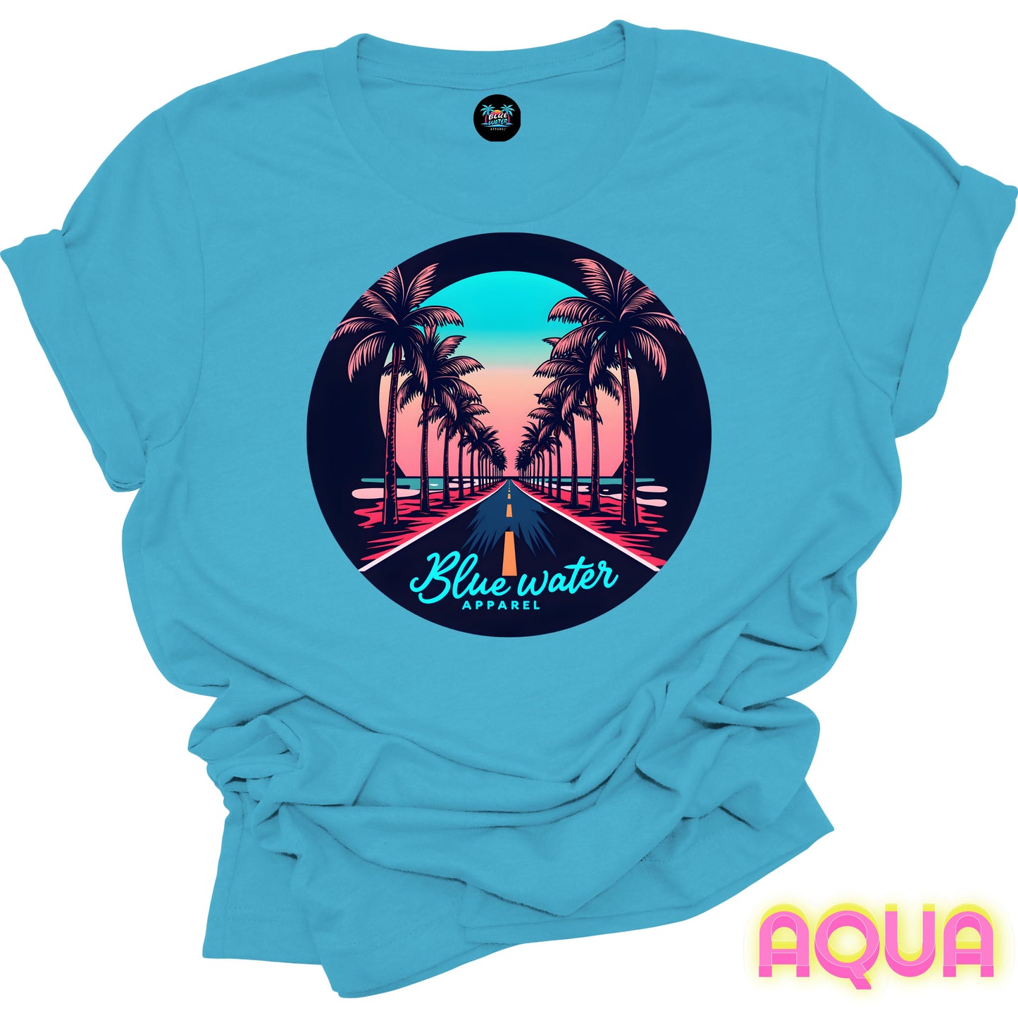 Retro Graphic Tee - Palm Tree Road by Blue Water Apparel