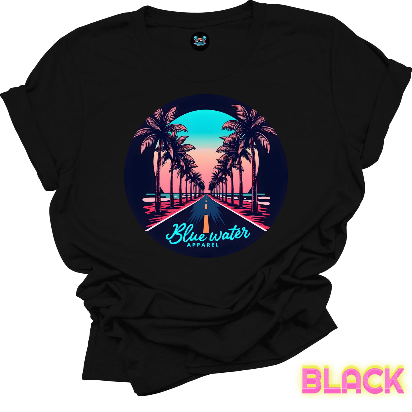 Retro Graphic Tee - Palm Tree Road by Blue Water Apparel