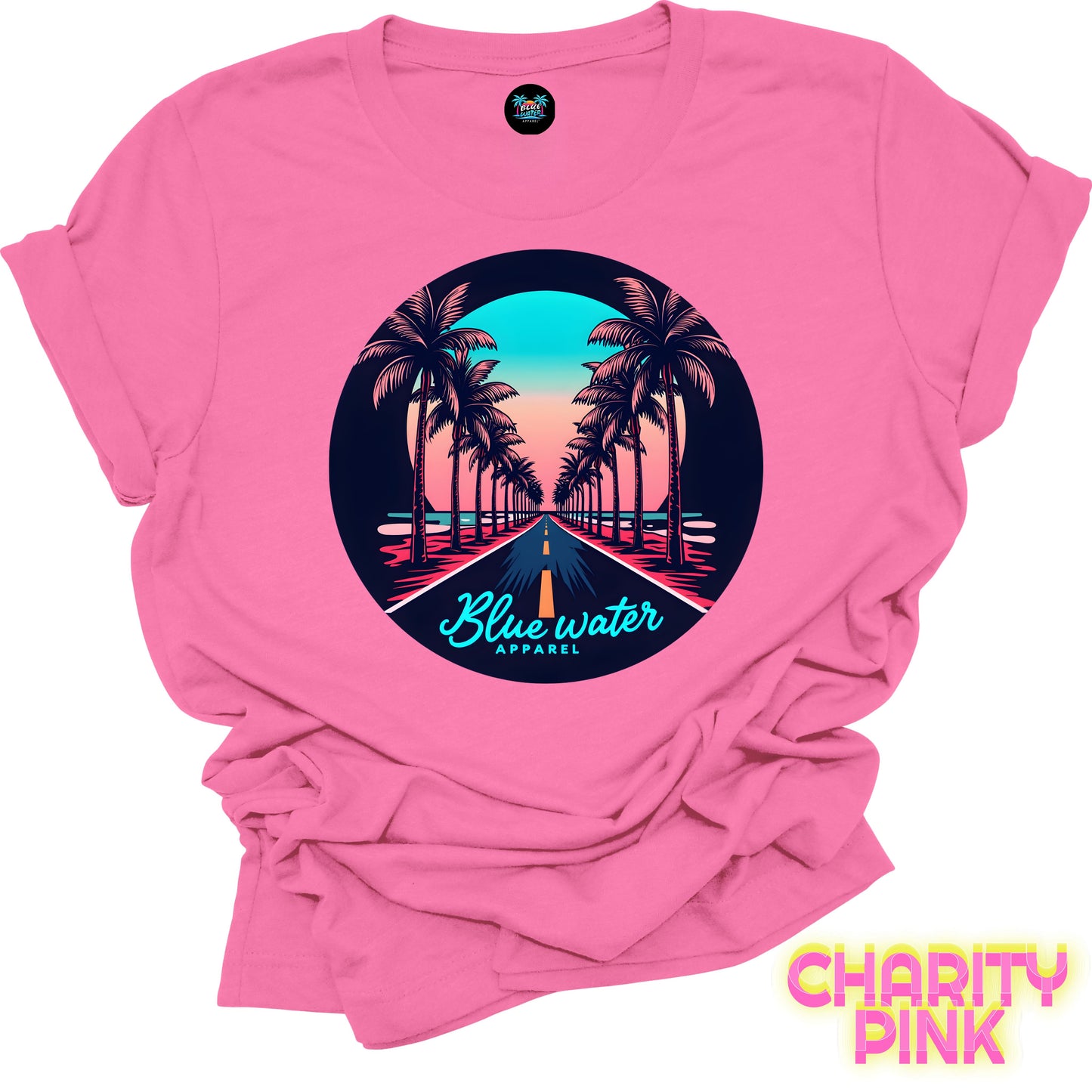 Retro Graphic Tee - Palm Tree Road by Blue Water Apparel