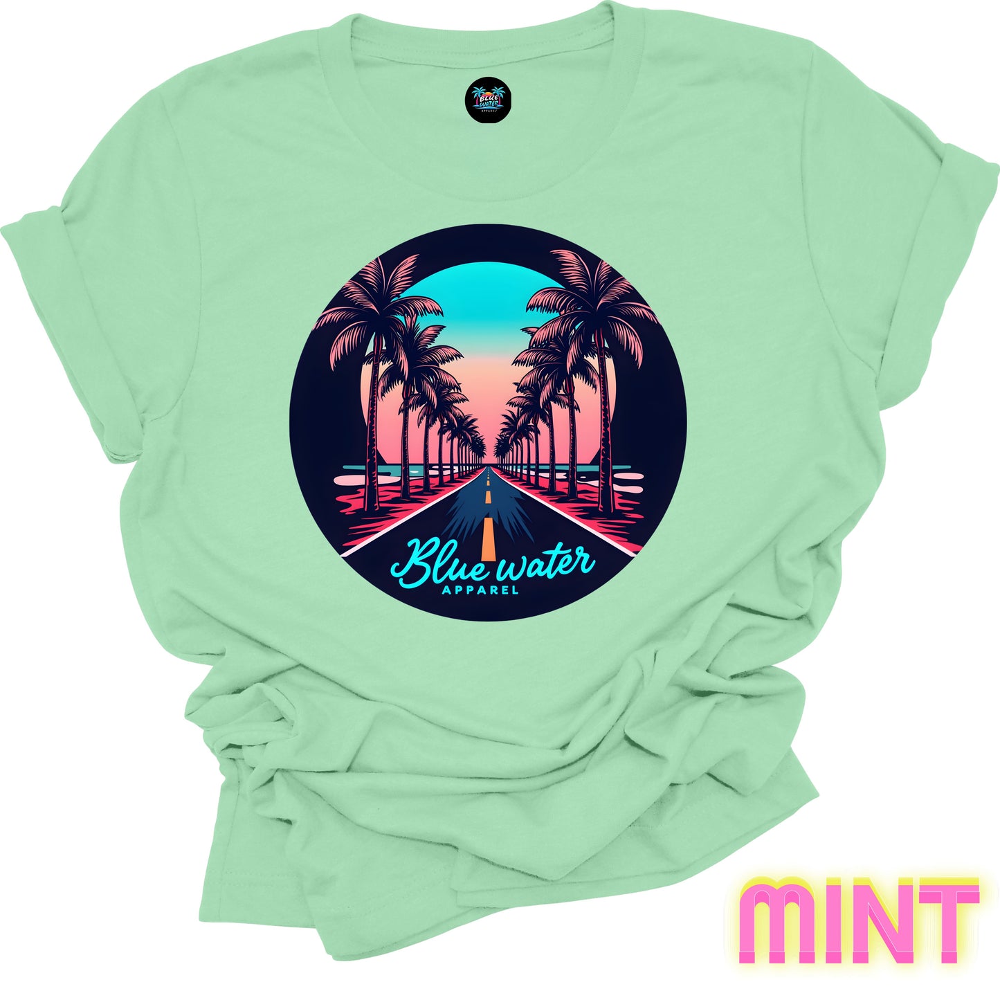 Retro Graphic Tee - Palm Tree Road by Blue Water Apparel