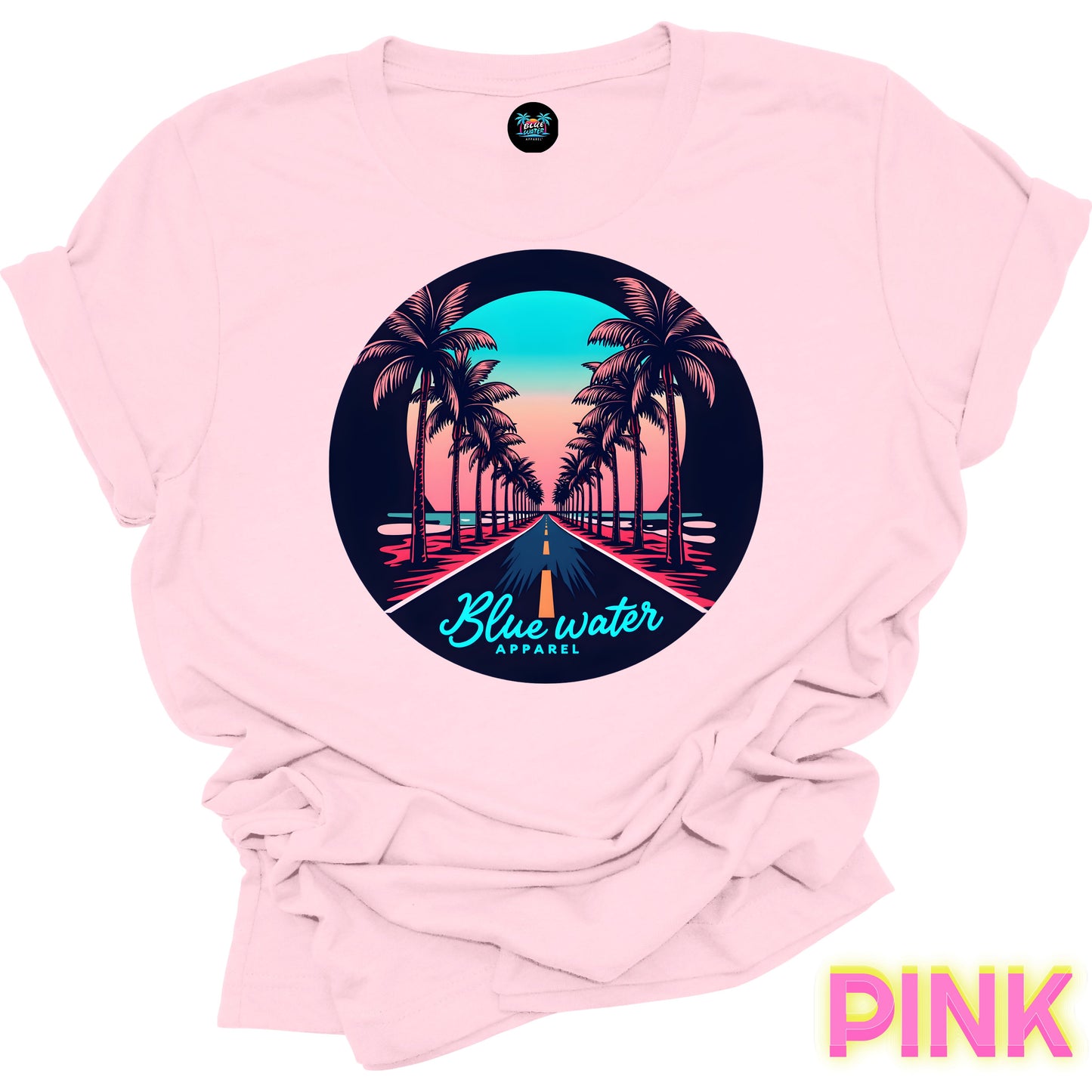 Retro Graphic Tee - Palm Tree Road by Blue Water Apparel
