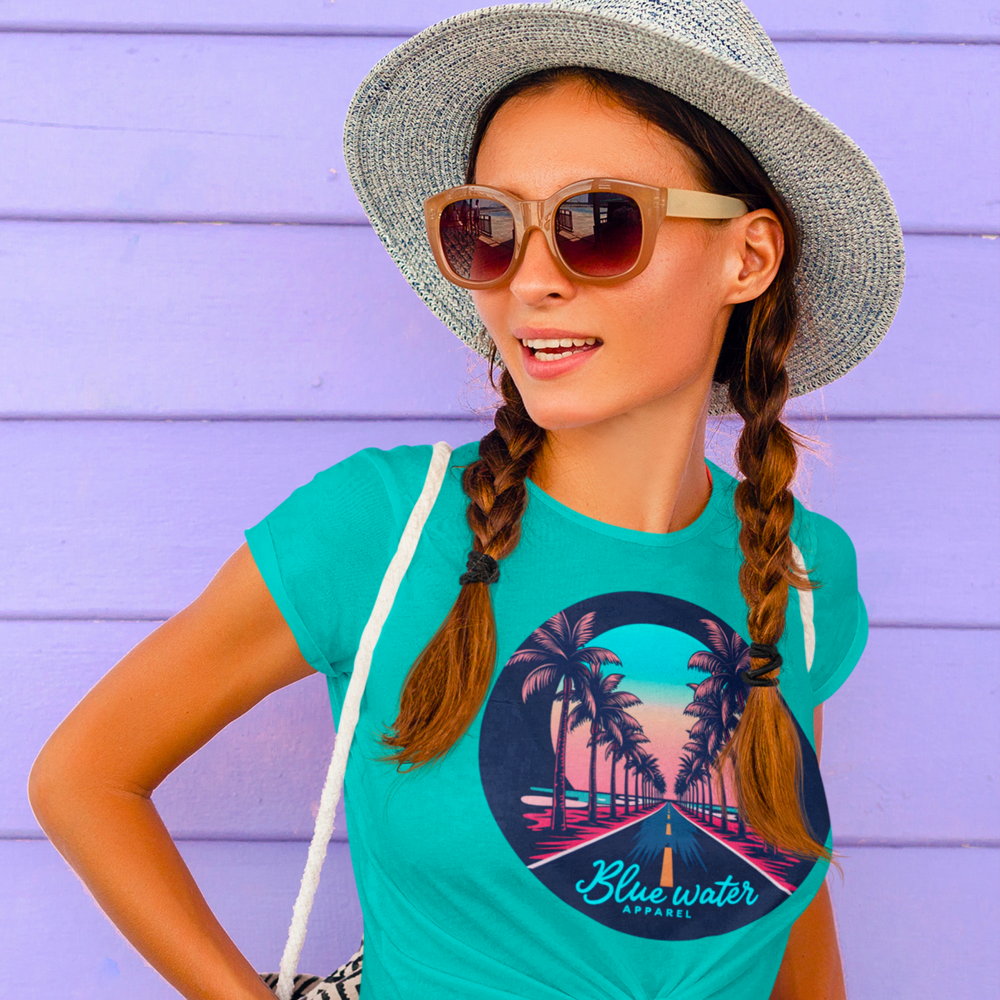 Retro Graphic Tee - Palm Tree Road by Blue Water Apparel
