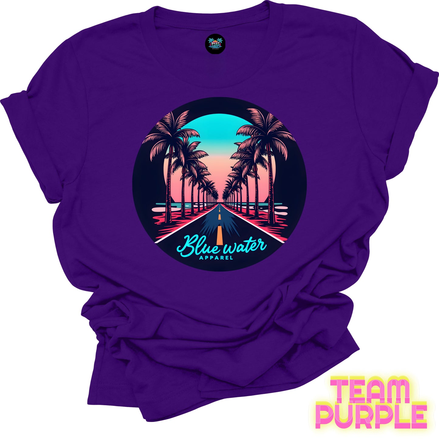Retro Graphic Tee - Palm Tree Road by Blue Water Apparel