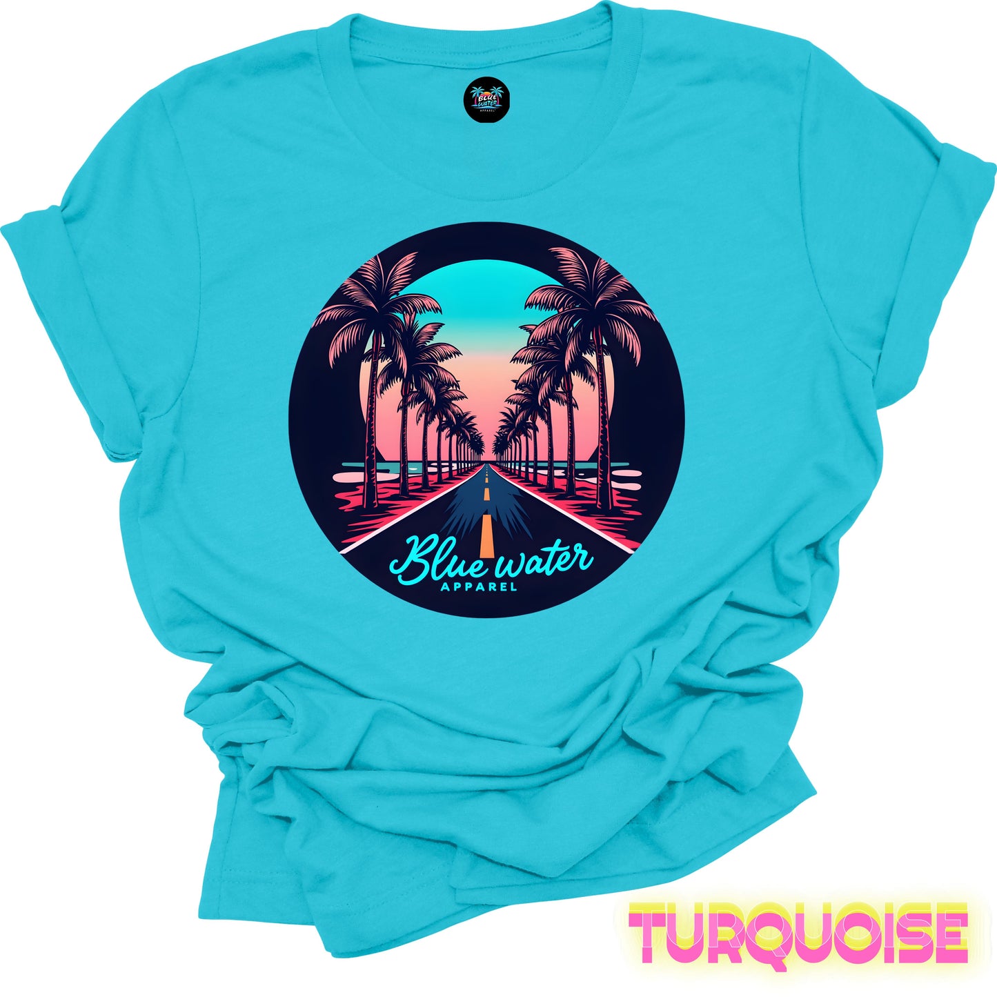 Retro Graphic Tee - Palm Tree Road by Blue Water Apparel