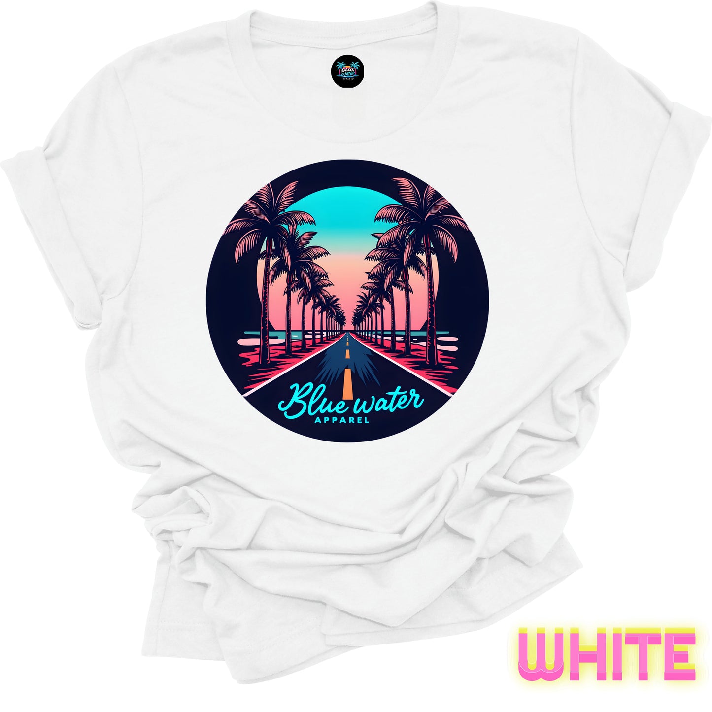 Retro Graphic Tee - Palm Tree Road by Blue Water Apparel