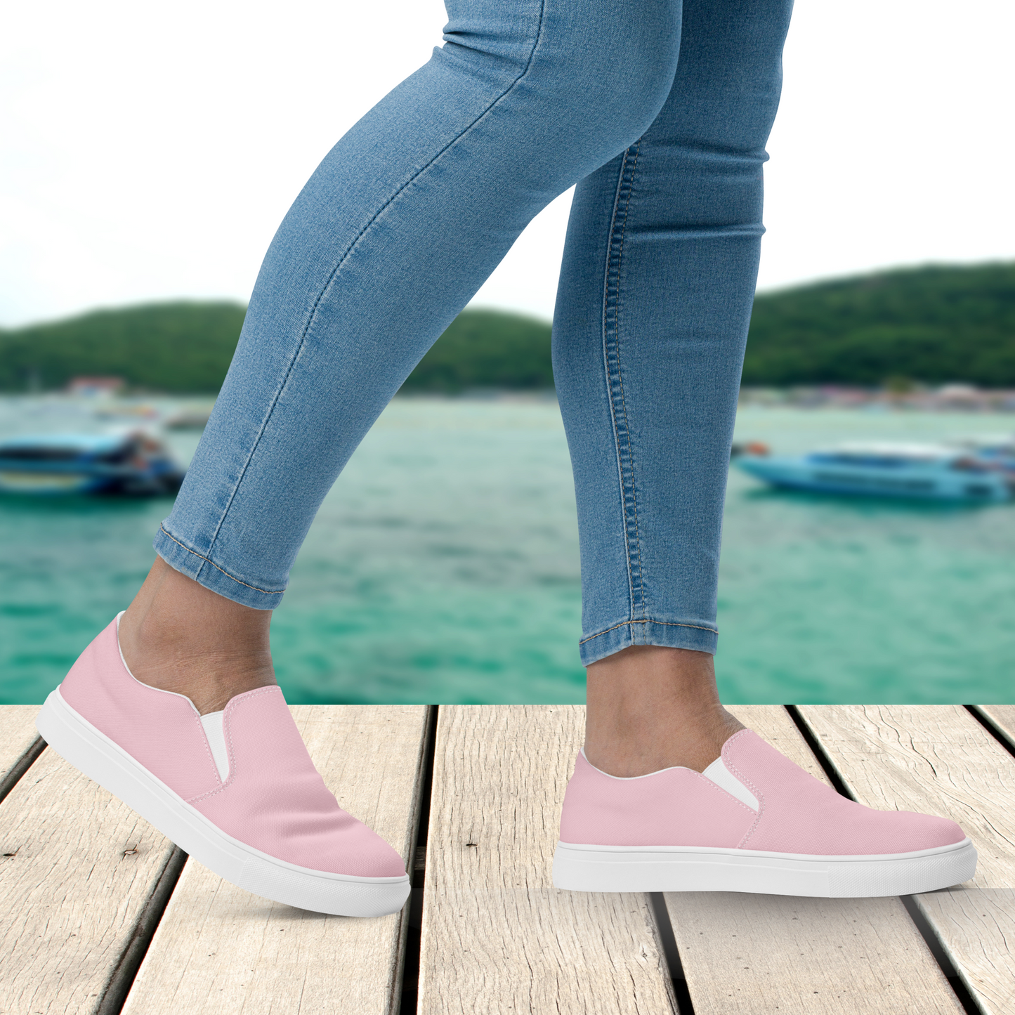 Pink Women’s Slip-On Canvas Shoes to Match Our Retro & Hibiscus Wave Collection T-Shirts!