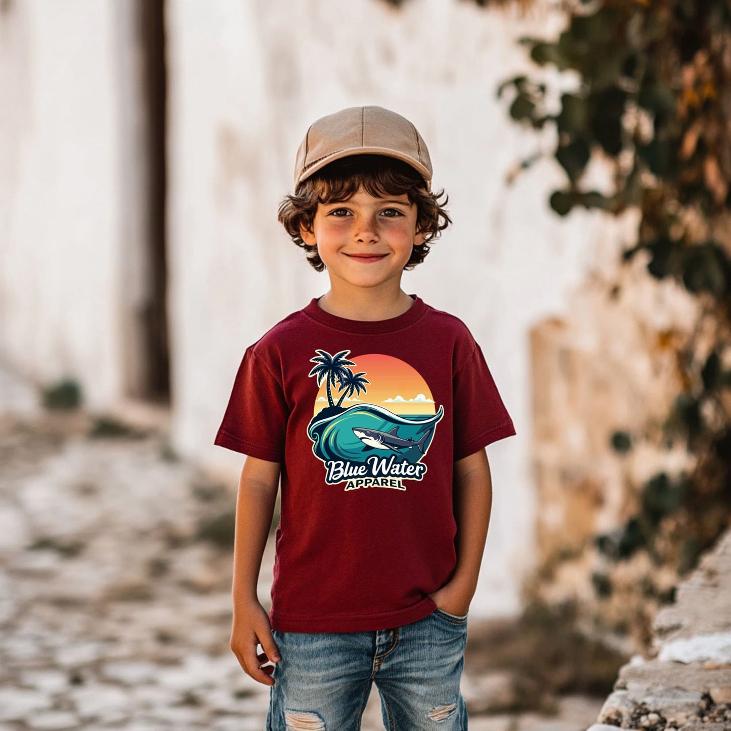 Vintage Graphic Kid's Tee - Shark Wave by Blue Water Apparel