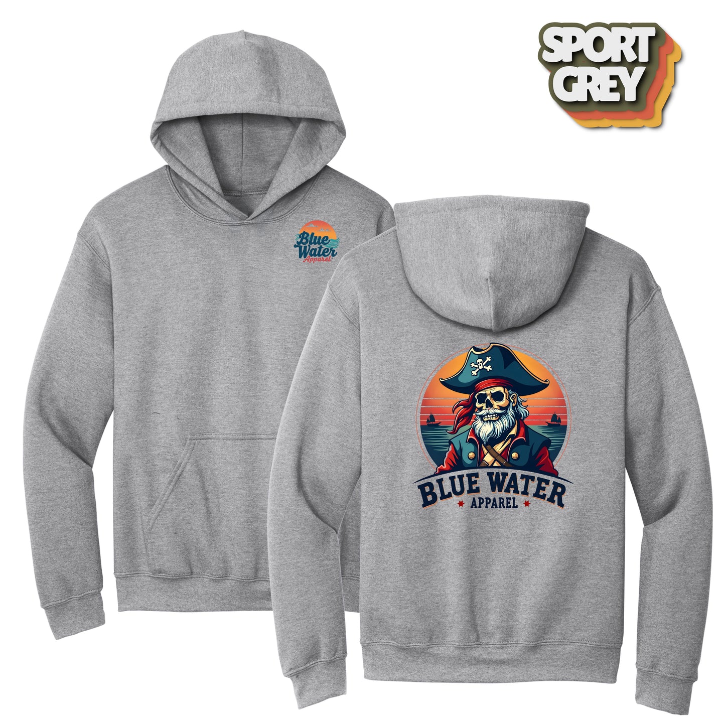 Vintage Graphic Hoodie - Vintage Pirate by Blue Water Apparel