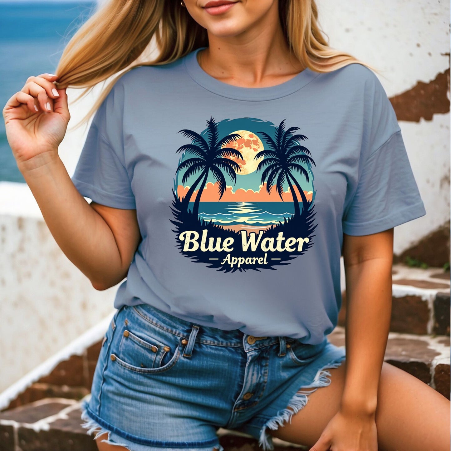 Vintage Graphic Tee - Tropical Moon by Blue Water Apparel