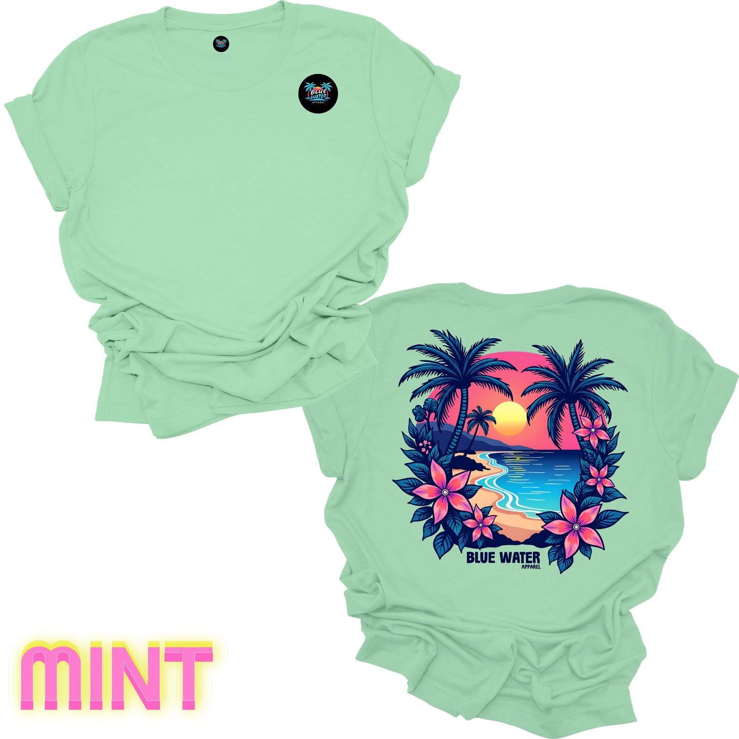 Retro Graphic Tee - Tropical Sunset by Blue Water Apparel