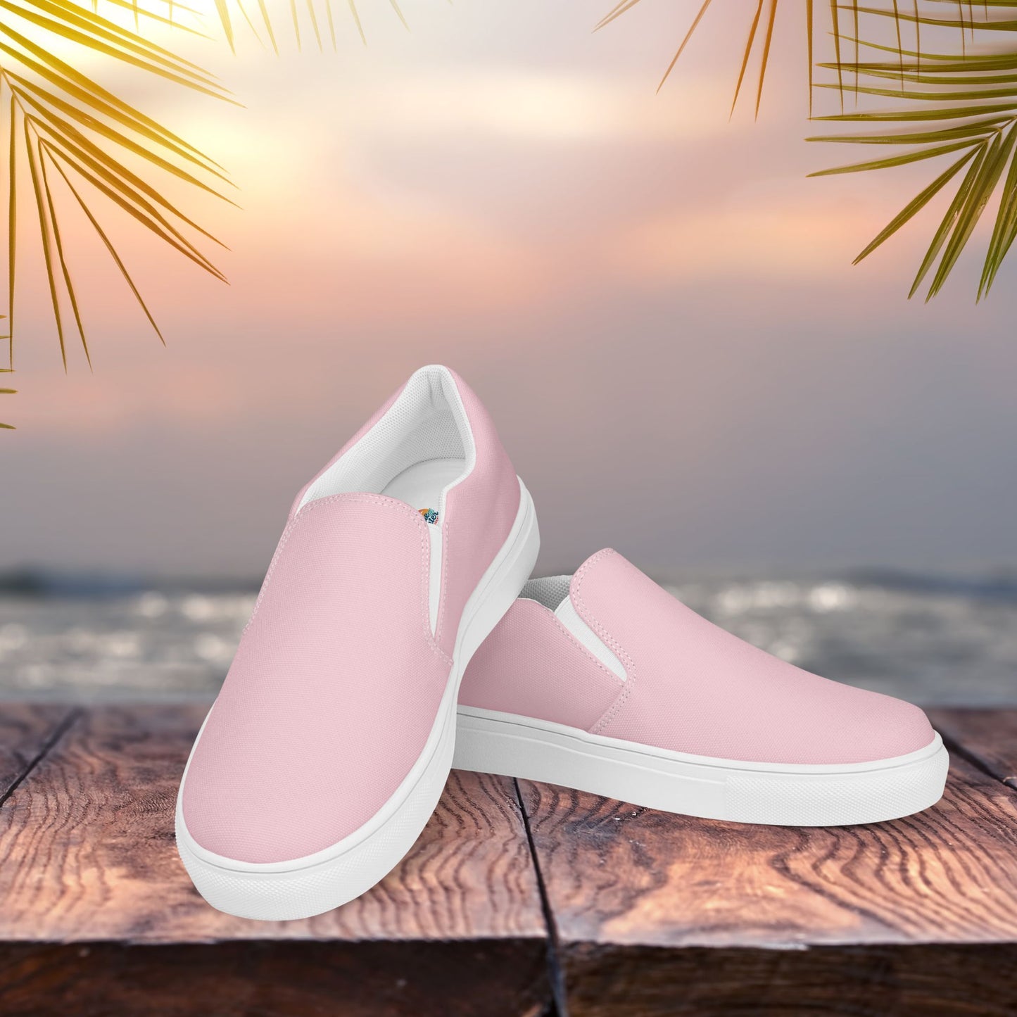 Pink Women’s Slip-On Canvas Shoes to Match Our Retro & Hibiscus Wave Collection T-Shirts!
