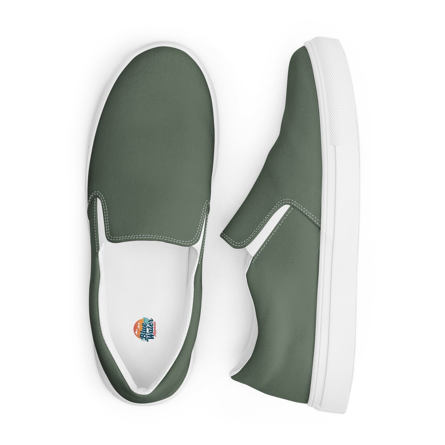 Military Green Men’s Slip-On Canvas Shoes to Match Our Vintage Collection T-Shirts!