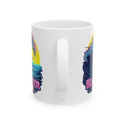 Retro Graphic Ceramic Mug - Neon Surfer by Blue Water Apparel