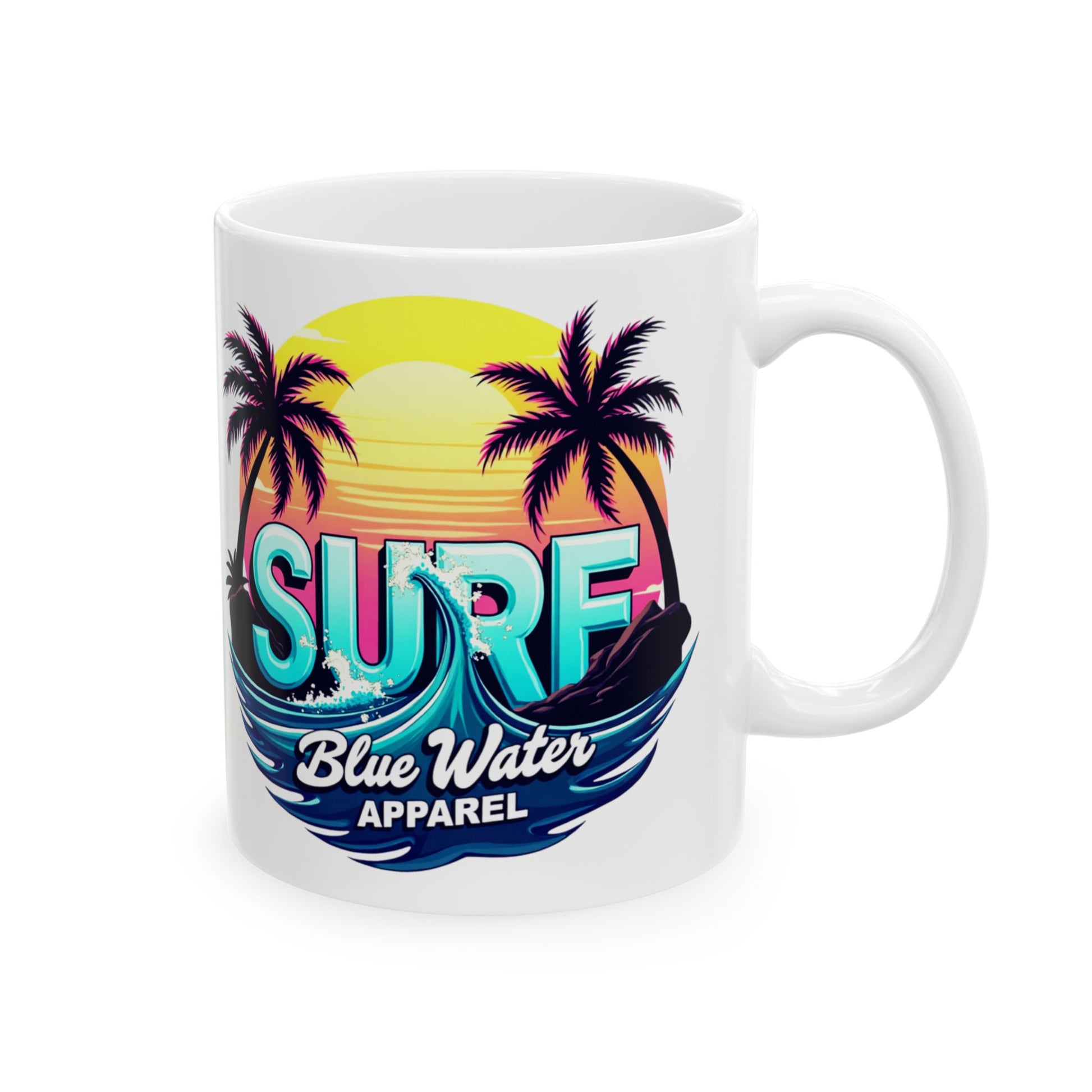 right facing retro surf mug by blue water apparel