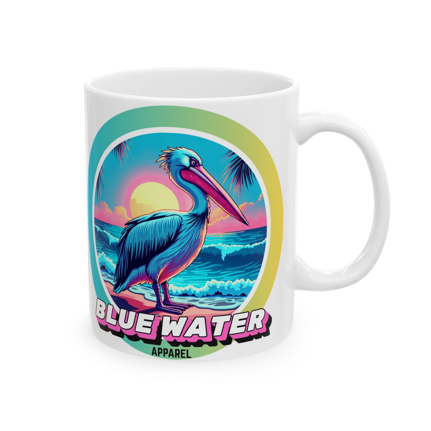 Retro Graphic Ceramic Mug - Retro Pelican by Blue Water Apparel